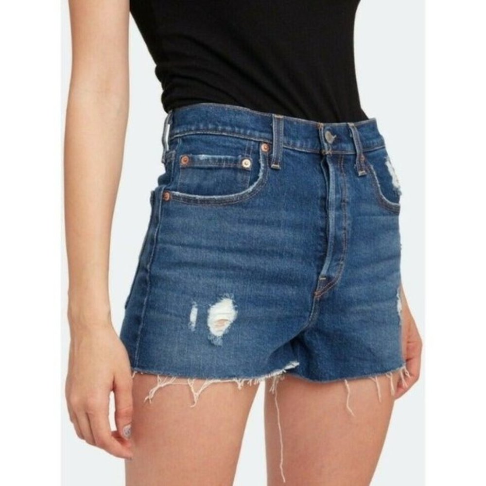 Levi's Cutoff Straight Fit Shorts Size 31 Premium Ribcage Ultra-High Rise - Picture 1 of 12
